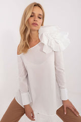 Elegant smooth fabric flower formal blouse