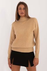 Turtleneck varied texture casual sweater