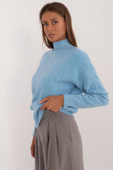 Turtleneck varied texture casual sweater