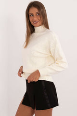 Turtleneck varied texture casual sweater