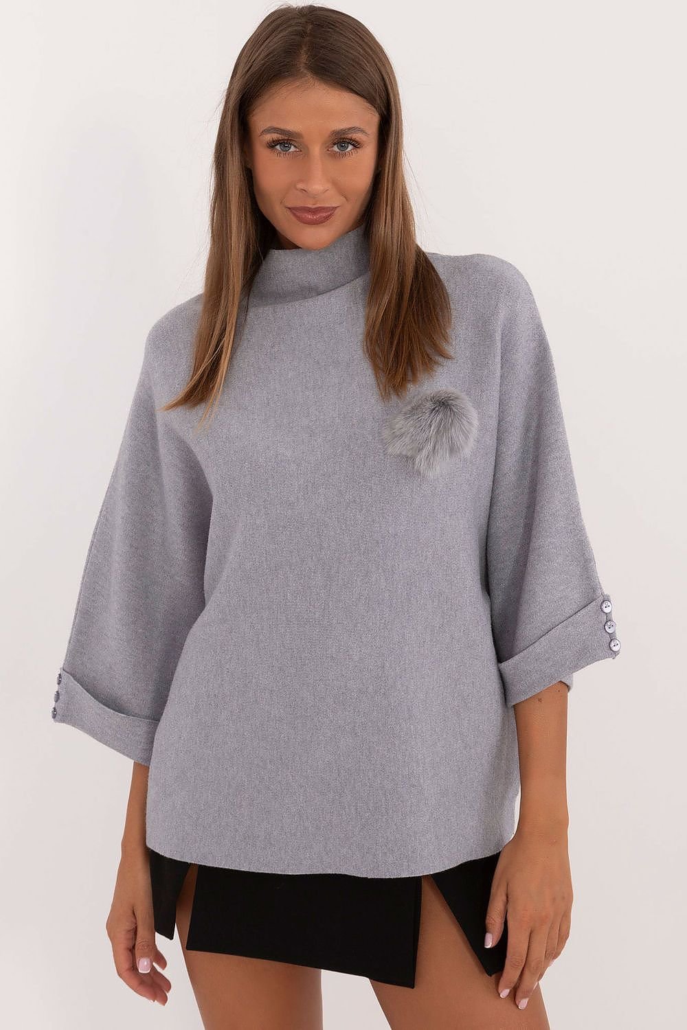 3/4 sleeves stand-up collar jumper