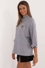 3/4 sleeves stand-up collar jumper