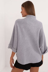 3/4 sleeves stand-up collar jumper