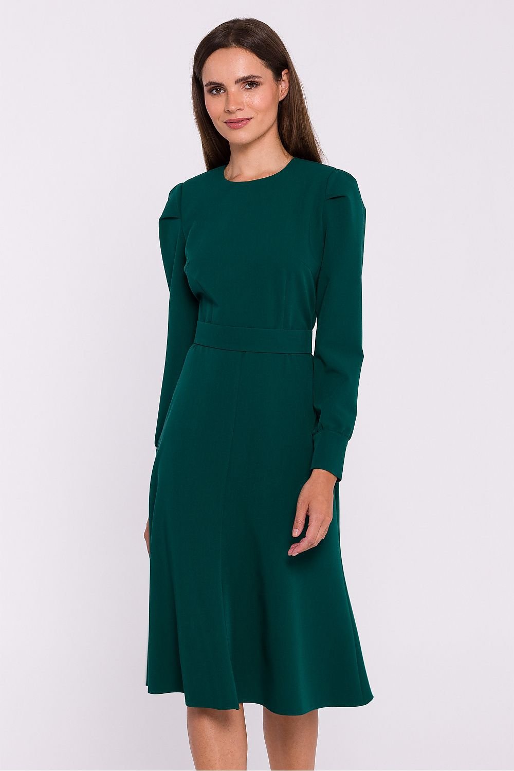 Elegant long sleeves flared cut daydress