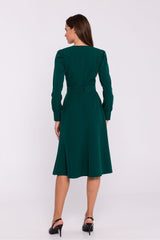 Elegant long sleeves flared cut daydress