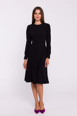 Elegant long sleeves flared cut daydress