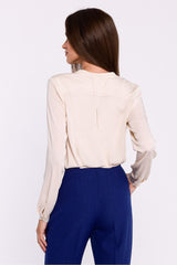 Elegant long sleeves satin blouse