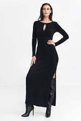 Long sleeves ribbed knitted fabric daydress