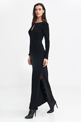 Long sleeves ribbed knitted fabric daydress