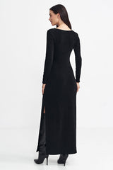 Long sleeves ribbed knitted fabric daydress