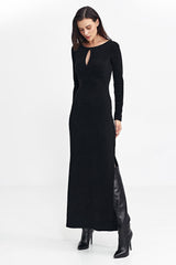 Long sleeves ribbed knitted fabric daydress