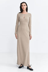 Long sleeves ribbed knitted fabric daydress