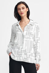 Long sleeve geometric pattern shirt