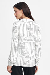 Long sleeve geometric pattern shirt