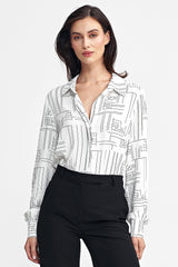 Long sleeve geometric pattern shirt