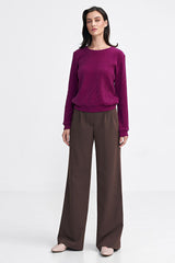 Relaxed fit cut wide leg trousers