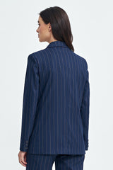 Classic lapel collar contrasting stripes jacket