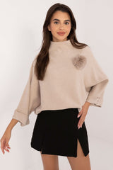 3/4 sleeves stand-up collar jumper