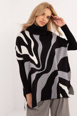 Colorful print casual style turtleneck sweater