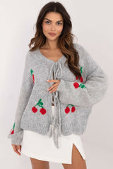 Unique fruit print cardigan