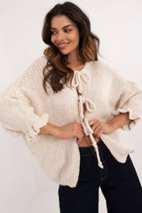 3/4-length sleeves three-string tie cardigan