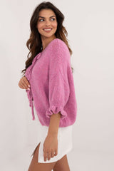 3/4-length sleeves three-string tie cardigan