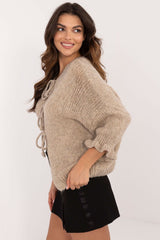 3/4-length sleeves three-string tie cardigan