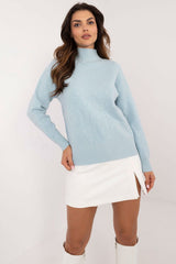 Turtleneck varied texture casual sweater