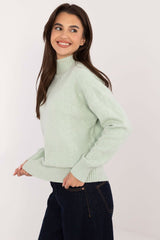 Turtleneck varied texture casual sweater