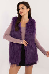 Stylish casual violet fur vest