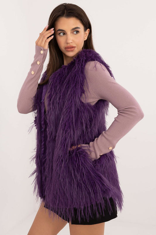 Stylish casual violet fur vest