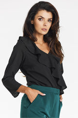 Elegant blouse with a frill