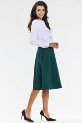 Elegant, flared midi skirt made of gussets