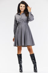 Elegant flared shirt dress in gray