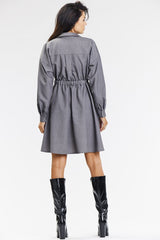 Elegant flared shirt dress in gray