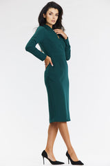 Long sleeves elegant fitted midi dress