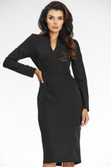 Long sleeves elegant fitted midi dress