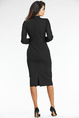 Long sleeves elegant fitted midi dress