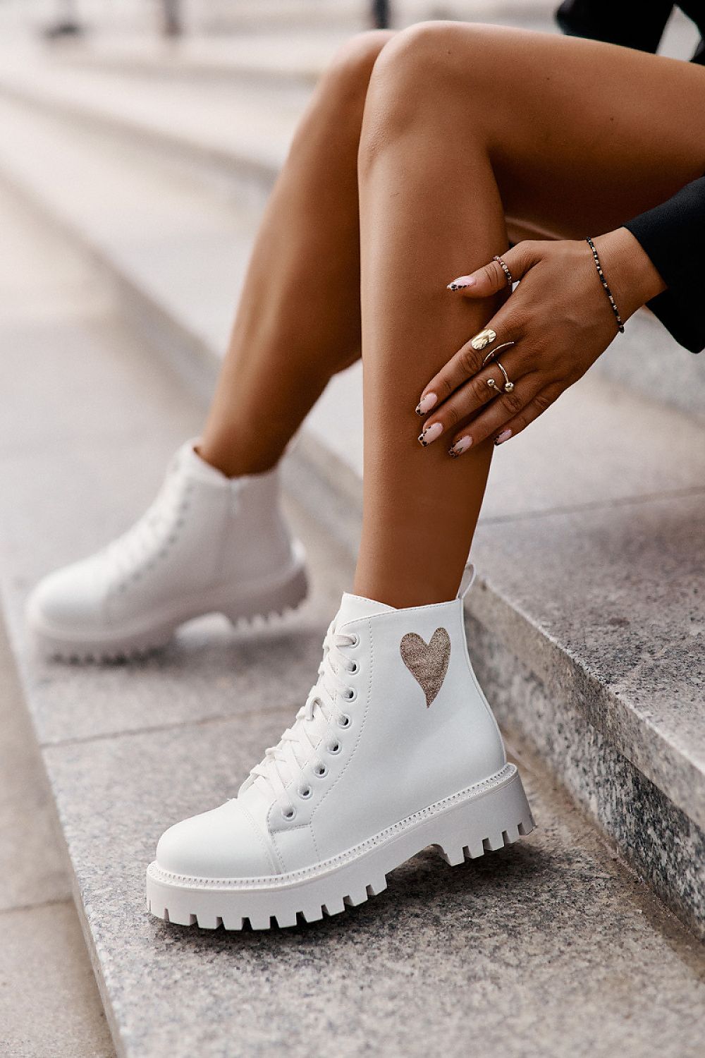 Stylish white boots with a low upper