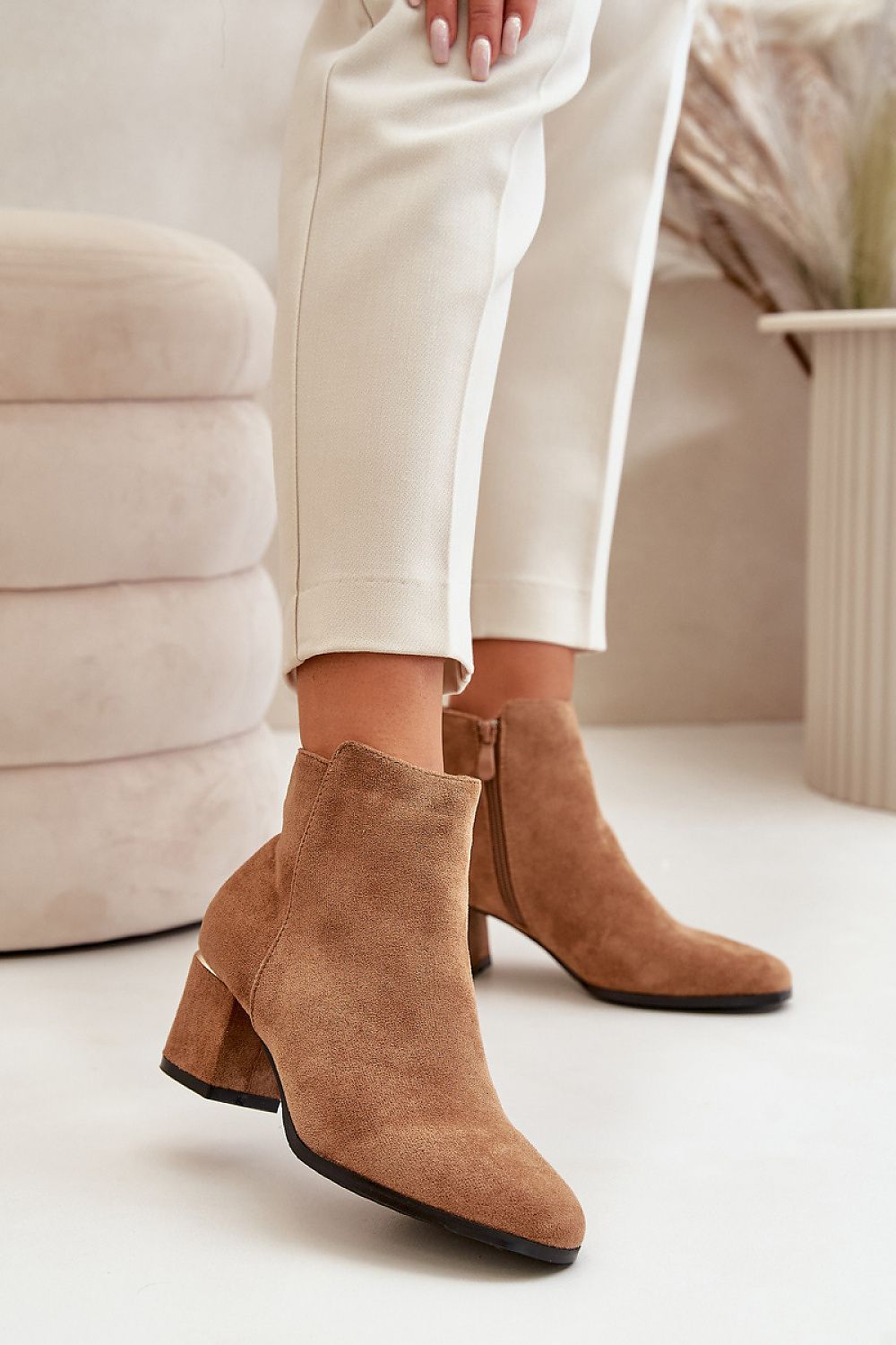 Classic heel boots made of eco suede