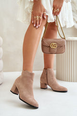 Classic heel boots made of eco suede