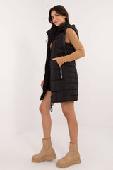 Quilted reversible vest with hood