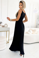 Elegant long shiny glittery evening dress