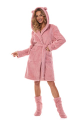 Pink long sleeves bathrobe