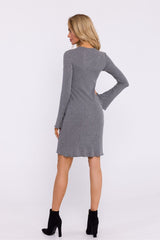 Long-sleeved cotton knitted fabric dress