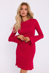 Long-sleeved cotton knitted fabric dress