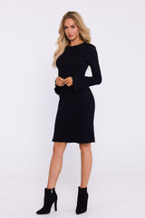 Long-sleeved cotton knitted fabric dress