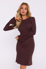 Long-sleeved cotton knitted fabric dress