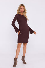 Long-sleeved cotton knitted fabric dress