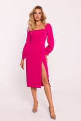 Long sleeves day dress with a fitted cut